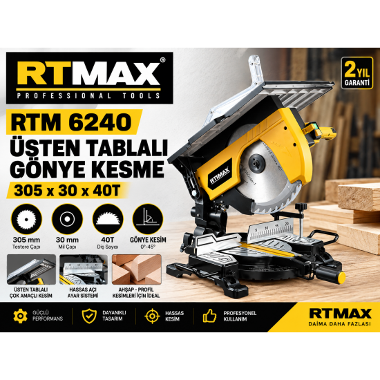  RTM6240 Üstten Tablalı Gönye Kesme Makinesi